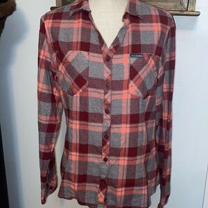 Columbia pink  and gray plaid flannel shirt